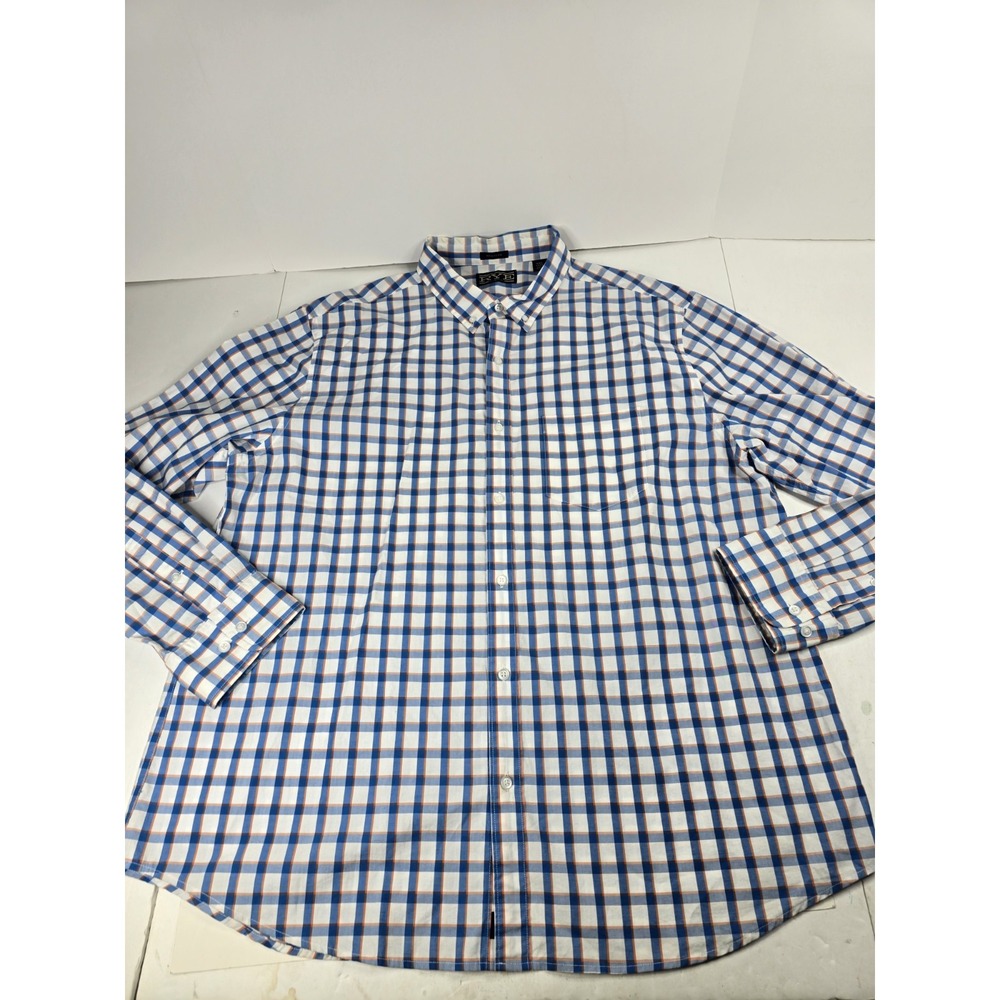 Hawker Rye Men's Size XXL Regular Shirt White Blue Plaid Cotton Button Down 2XL